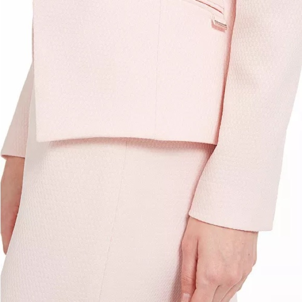 Calvin Klein Women's Rose Pink Asymmetric Novelty Jacket and Skirt - Picture 3 of 5